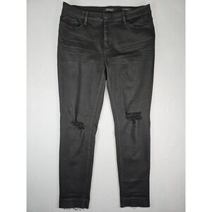 Judy‎ Blue Jeans Size 36x30 Black Slim Fit Stretch Distressed Denim Raw Hem